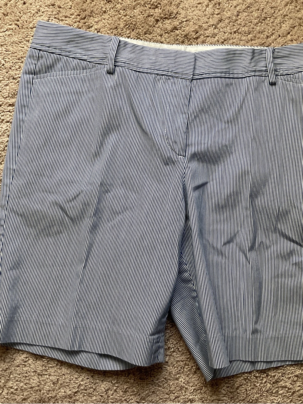 Talbots Navy and White Pinstripe Bermuda Shorts